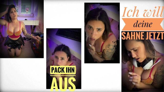 Geiler Blowjob vor dem Zocken- Volle Ladung ins Gesicht